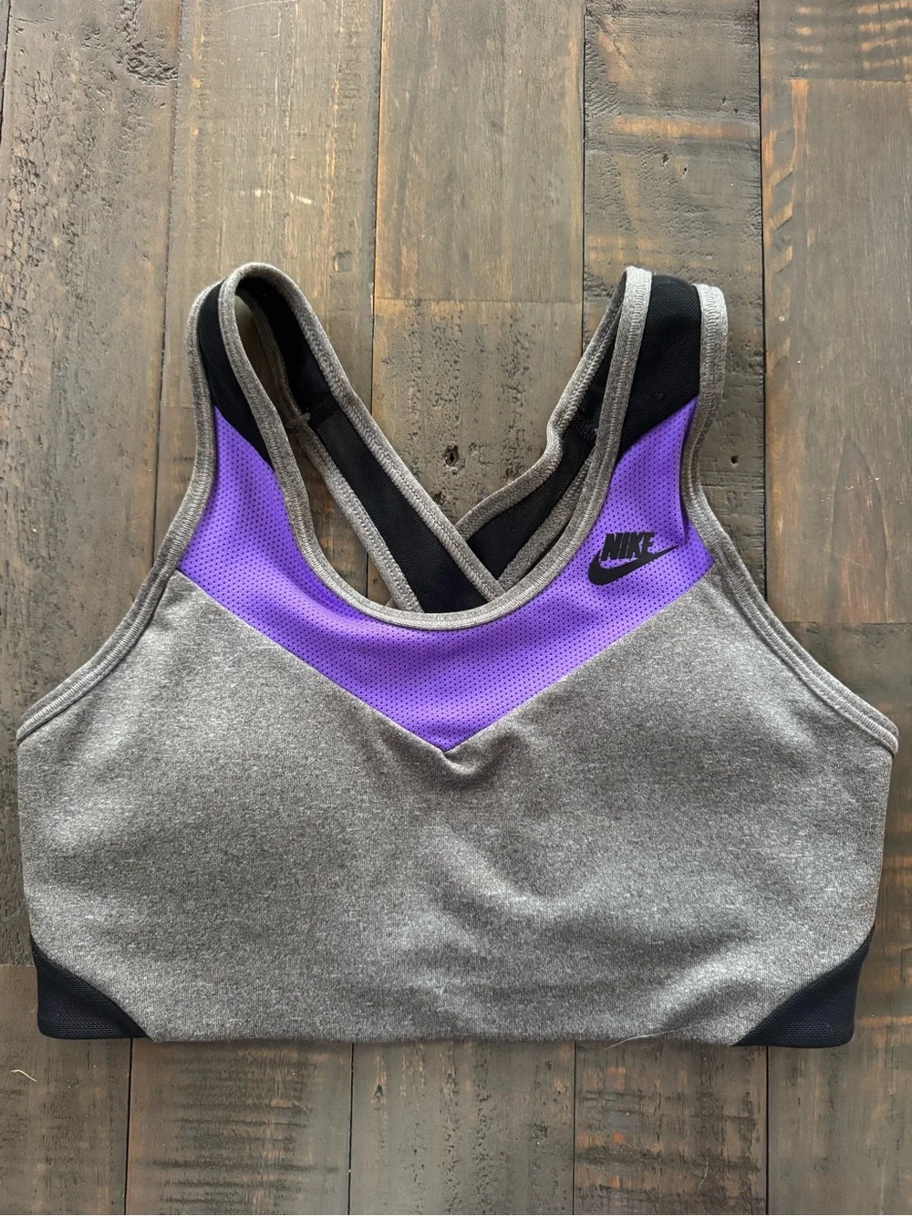 Nike Grey and Purple Crossback Sports Bra